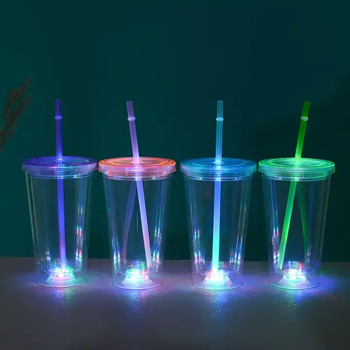 China 16Oz Led Drink Drinking Party Water Flashing Lights Light Up Cup Plastic Led Double Wall Tumbler manufacturers and suppliers SUNSUM